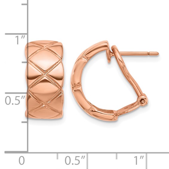 HERCO Gold 8.5mm Quilted Omega Back Earrings                                