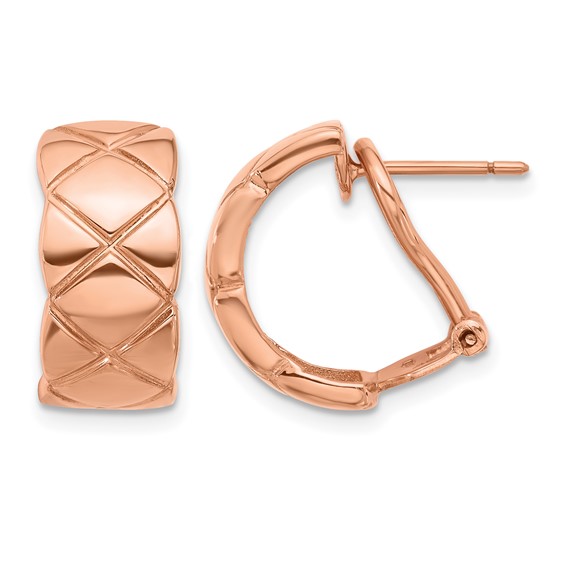 HERCO Gold 8.5mm Quilted Omega Back Earrings                                