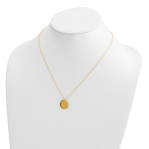 Herco 14K Polished Disc Pendant 16 inch w/2 in ext. Necklace