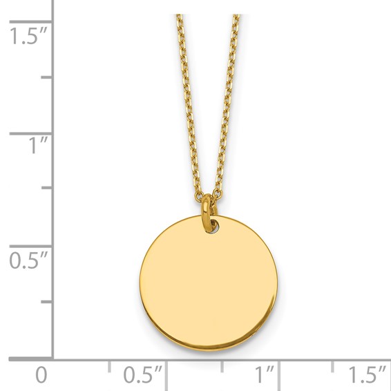 Herco 14K Polished Disc Pendant 16 inch w/2 in ext. Necklace
