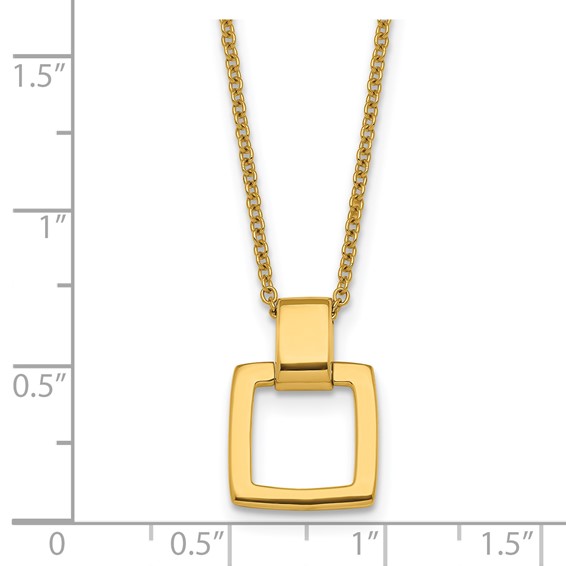 Herco 14K Polished Square Pendant 16 Inch with 2 Inch Extension Necklace