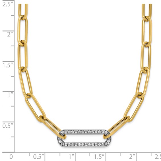 Herco 14K Two-tone Polished Diamond Paper Clip Link 17.75in Necklace
