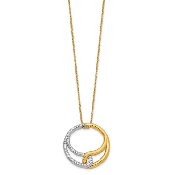 Herco 14K with White Rhodium Polished Diamond Circle 16 Inch with 2 Inch Extension Necklace