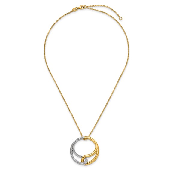 Herco 14K with White Rhodium Polished Diamond Circle 16 Inch with 2 Inch Extension Necklace