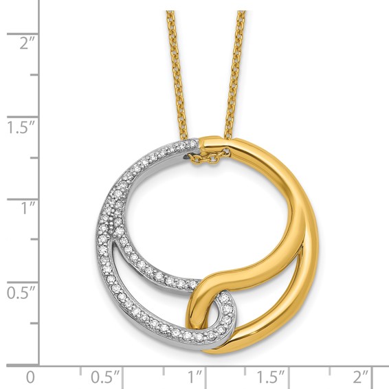 Herco 14K with White Rhodium Polished Diamond Circle 16 Inch with 2 Inch Extension Necklace