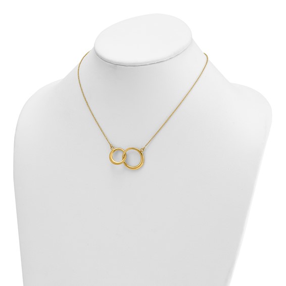 HERCO Gold Satin & Polished Interlocking Circles on Chain Necklaces
