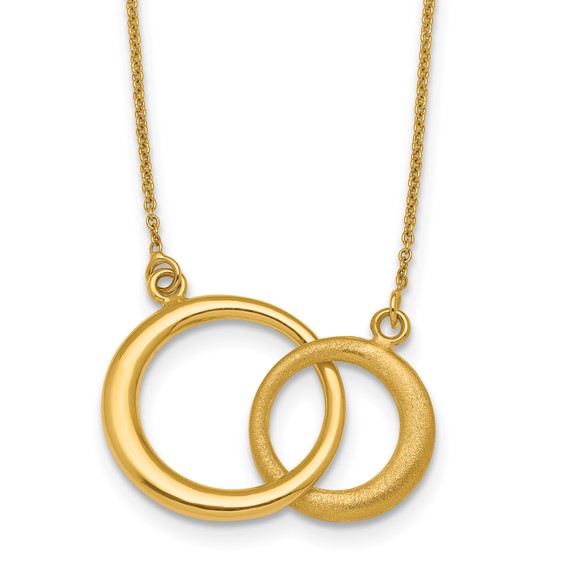 HERCO Gold Satin & Polished Interlocking Circles on Chain Necklaces