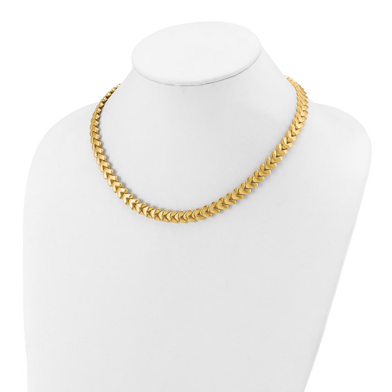 HERCO Gold Reversible Satin-Polished 8.8mm Chevron Necklaces