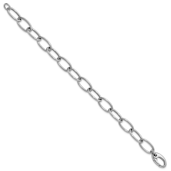 Herco 14K White Gold Polished 9mm Oval Link 7.5 Inch Bracelet