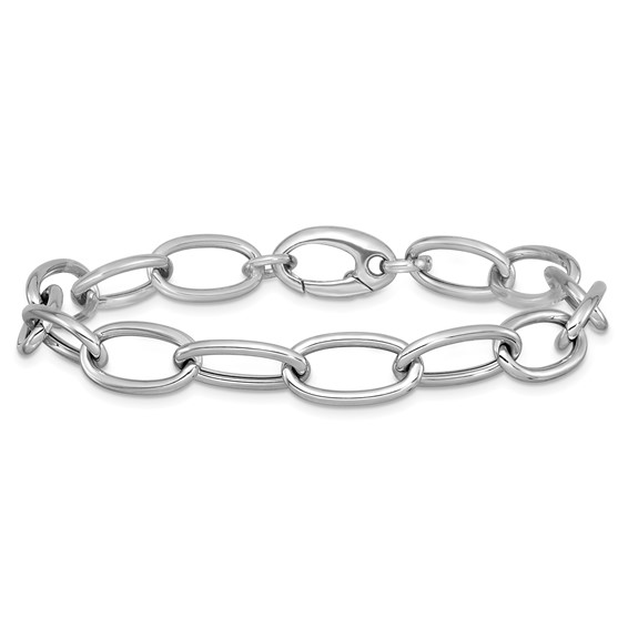 Herco 14K White Gold Polished 9mm Oval Link 7.5 Inch Bracelet