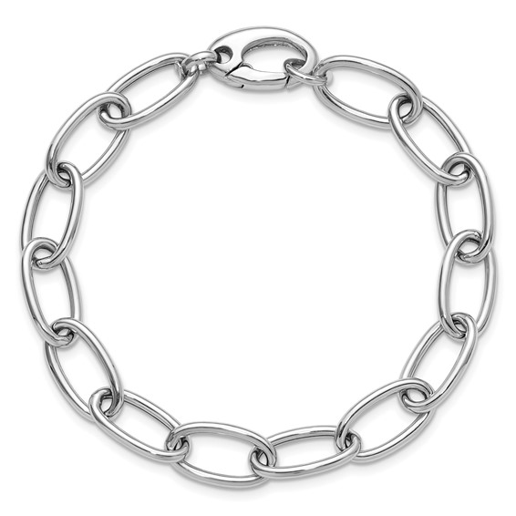 Herco 14K White Gold Polished 9mm Oval Link 7.5 Inch Bracelet