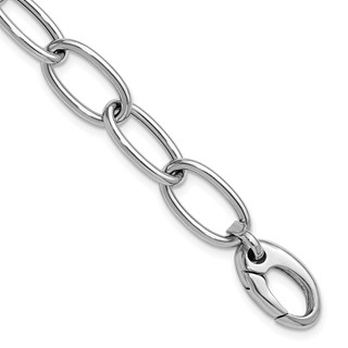Herco 14K White Gold Polished 9mm Oval Link 7.5 Inch Bracelet
