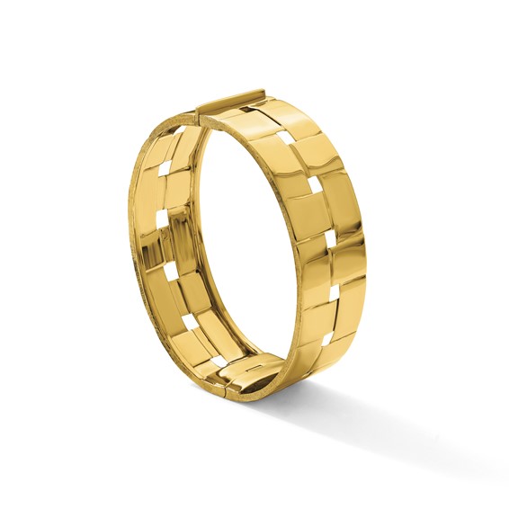 Herco 14K Polished Basket Weave Wide Hinged Bangle