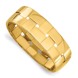 Herco 14K Polished Basket Weave Wide Hinged Bangle