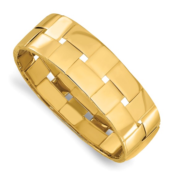 Herco 14K Polished Basket Weave Wide Hinged Bangle
