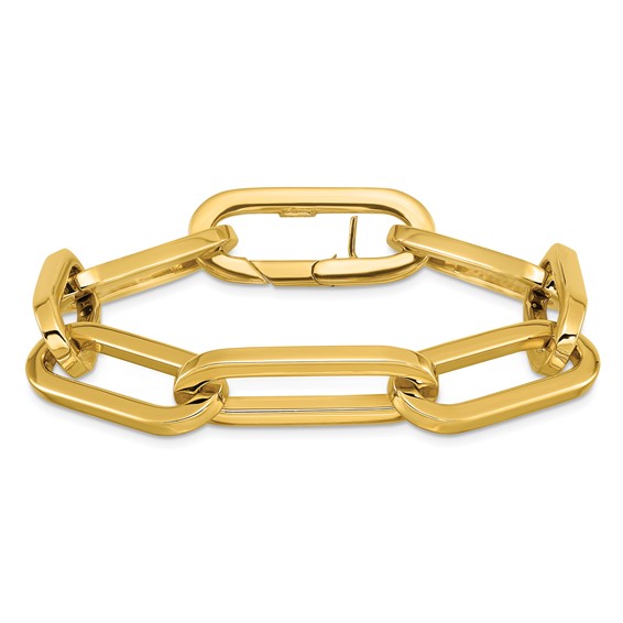 Herco 14K Polished 12mm Paperclip Semi-solid Link 8 inch Bracelet