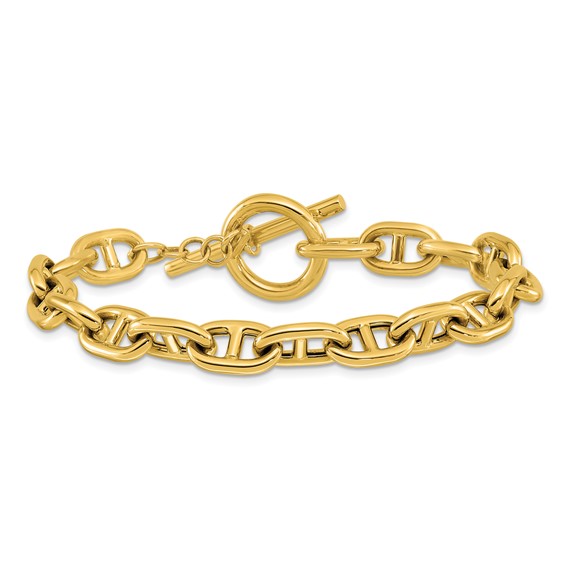 Herco 14K Polished 8mm Anchor Link 8 inch Toggle Bracelet