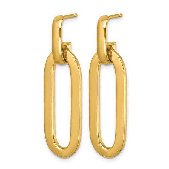 Herco 14K Polished Semi-Solid Paperclip Link Post Dangle Earrings