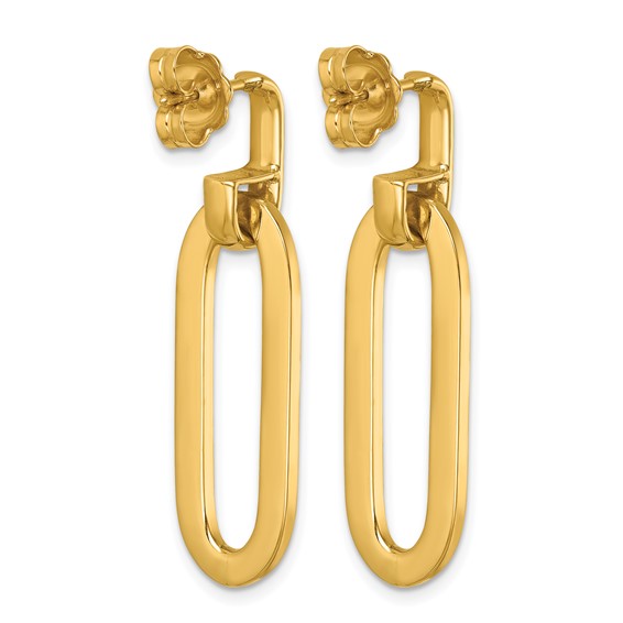 Herco 14K Polished Semi-Solid Paperclip Link Post Dangle Earrings