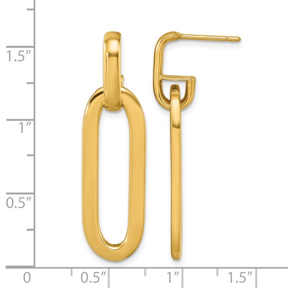 Herco 14K Polished Semi-Solid Paperclip Link Post Dangle Earrings