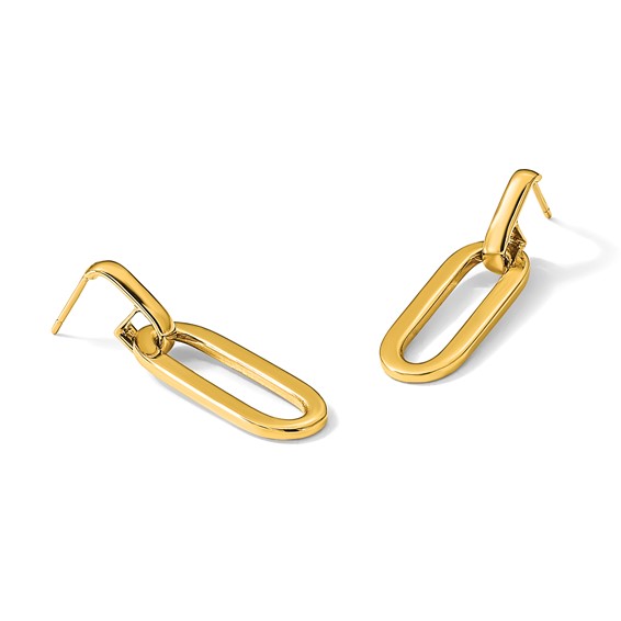Herco 14K Polished Semi-Solid Paperclip Link Post Dangle Earrings