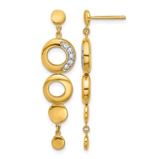 Herco 14K with White Rhodium Polished Fancy Diamond Circles Post Dangle Earrings