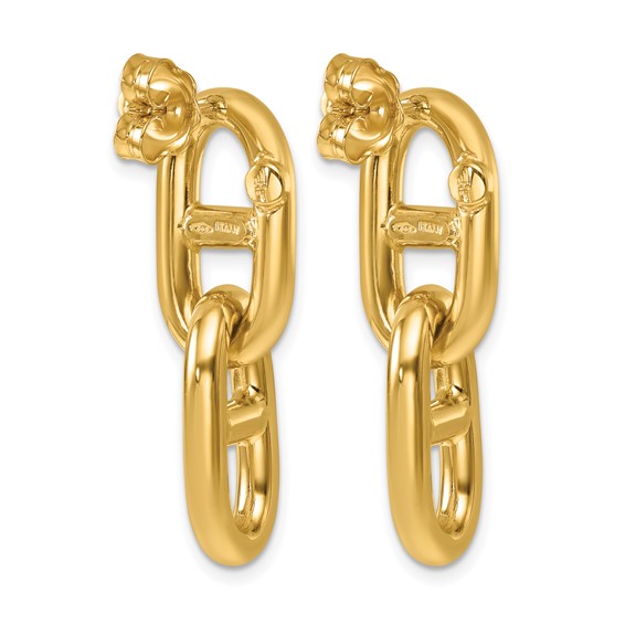 Herco 14K Polished Anchor Link Dangle Post Earrings