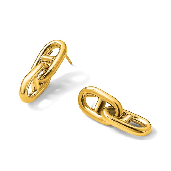 Herco 14K Polished Anchor Link Dangle Post Earrings