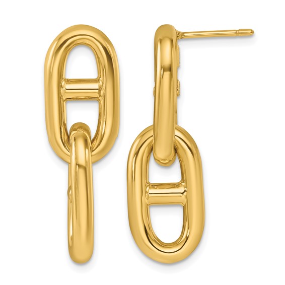 Herco 14K Polished Anchor Link Dangle Post Earrings