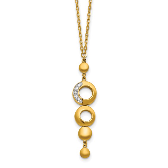 Herco 14K Polished Diamond Circles 18 inch Drop Necklace