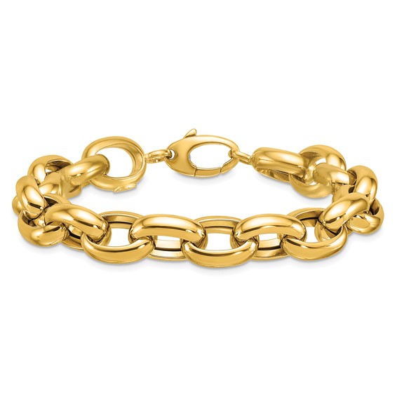 Herco 14K Polished 11.5mm Open Link Cable 8 inch Bracelet