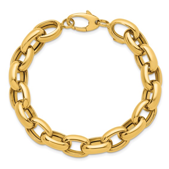Herco 14K Polished 11.5mm Open Link Cable 8 inch Bracelet