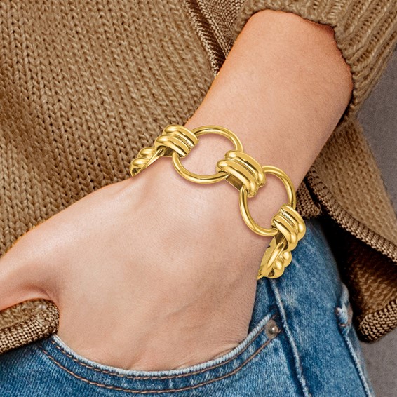 Herco 14K Polished 25.4mm Circle Link 7.5 inch Bracelet