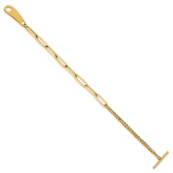 Herco 14K Polished Paperclip / Cable Link 7.5 inch Toggle Bracelet