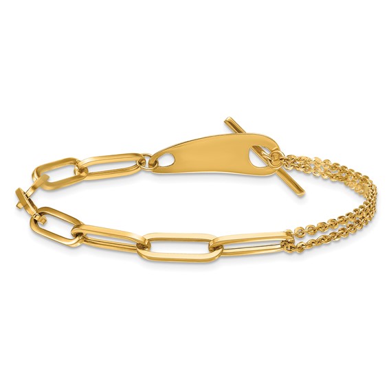 Herco 14K Polished Paperclip / Cable Link 7.5 inch Toggle Bracelet