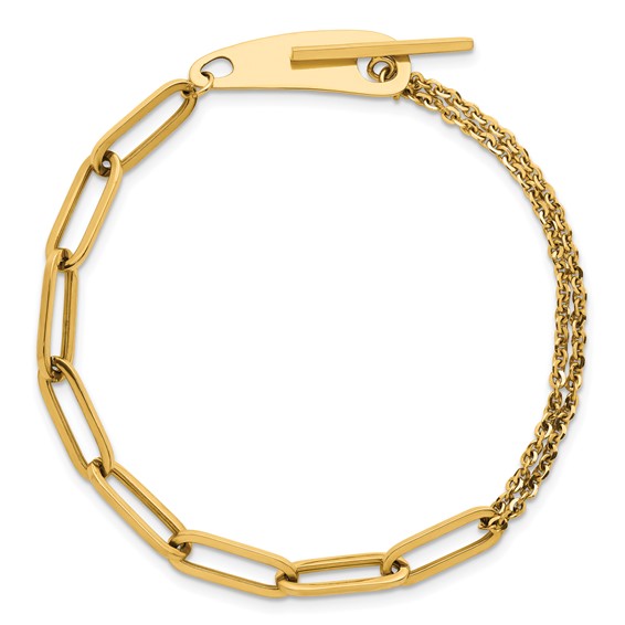 Herco 14K Polished Paperclip / Cable Link 7.5 inch Toggle Bracelet
