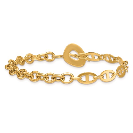 Herco 14K Polished Anchor / Cable Link 7.5 inch Toggle Bracelet