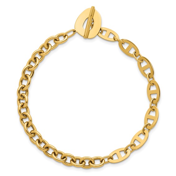 Herco 14K Polished Anchor / Cable Link 7.5 inch Toggle Bracelet