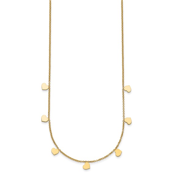 Herco 14K Gold Necklace Shiny Hearts