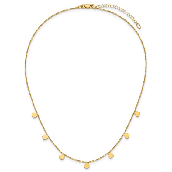 Herco 14K Gold Necklace Shiny Hearts