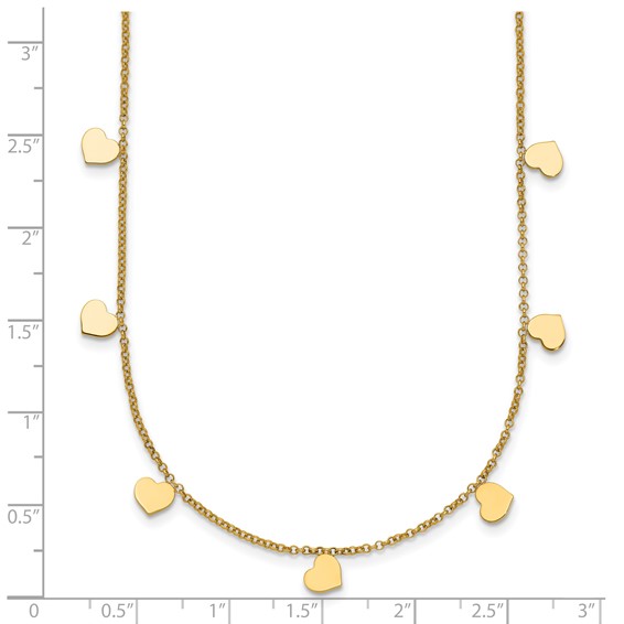 Herco 14K Gold Necklace Shiny Hearts