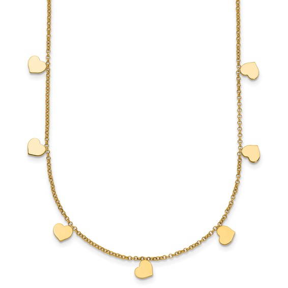Herco 14K Gold Necklace Shiny Hearts