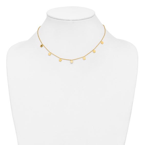 Herco 14K Gold Necklace Shiny Stars