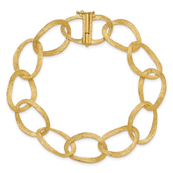 Herco 14K Polished and Textured Oval Link 8 inch Bracelet