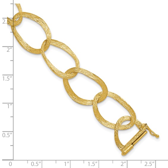 Herco 14K Polished and Textured Oval Link 8 inch Bracelet