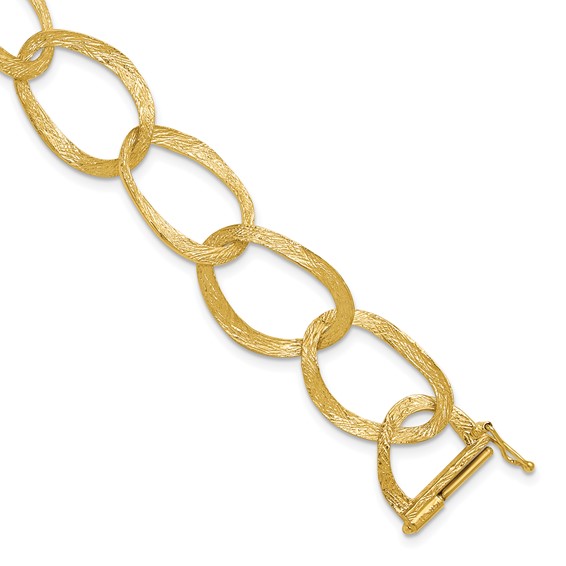 Herco 14K Polished and Textured Oval Link 8 inch Bracelet