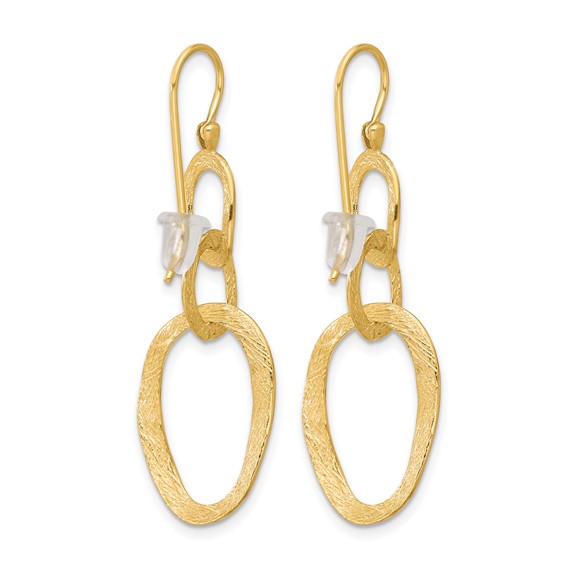 Herco 14K Polished and Textured Oval Shepard Hook Dangle Earrings