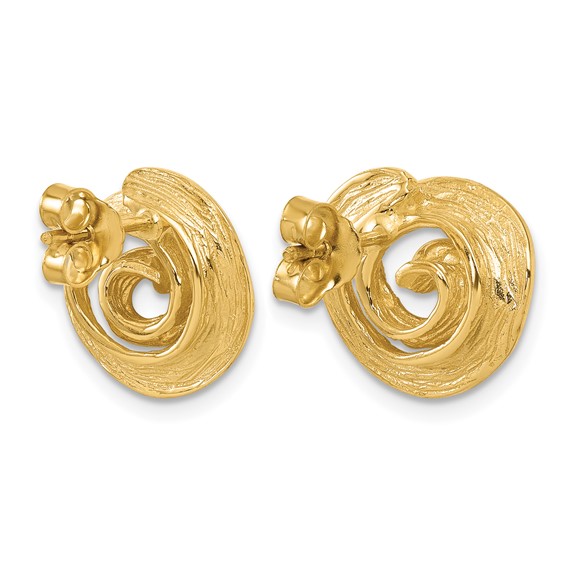 Herco 14K with White Rhodium Polished and Textured Diamond Swirl Post Earrings