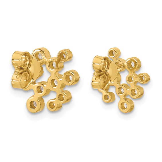 Herco 14K Polished and Textured Diamond Cluster Post Earrings