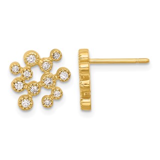 Herco 14K Polished and Textured Diamond Cluster Post Earrings